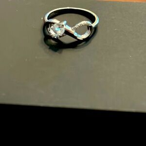 Infinity ring 925 silver with CZ heart